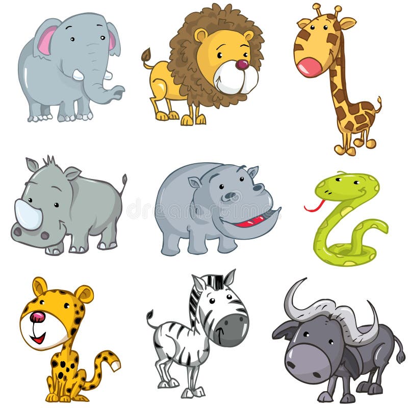 Insieme degli animali svegli del fumetto illustrazione vettoriale Insieme degli animali svegli del fumetto illustrazione vettoriale