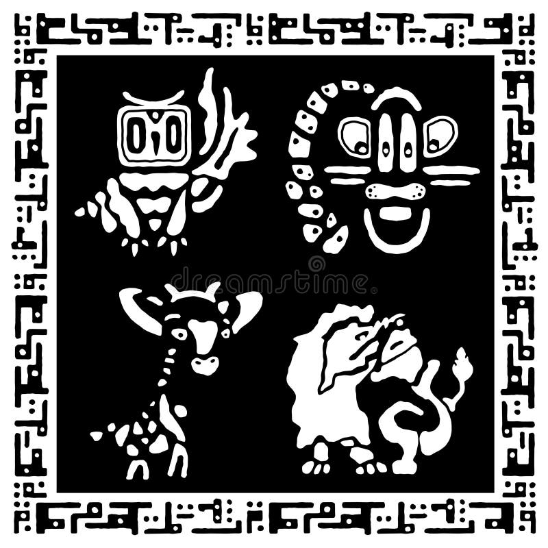 Insieme degli animali svegli nello stile etnico La mano disegna la raccolta tribale illustrazione vettoriale Insieme degli animali svegli nello stile etnico La mano disegna la raccolta tribale illustrazione vettoriale