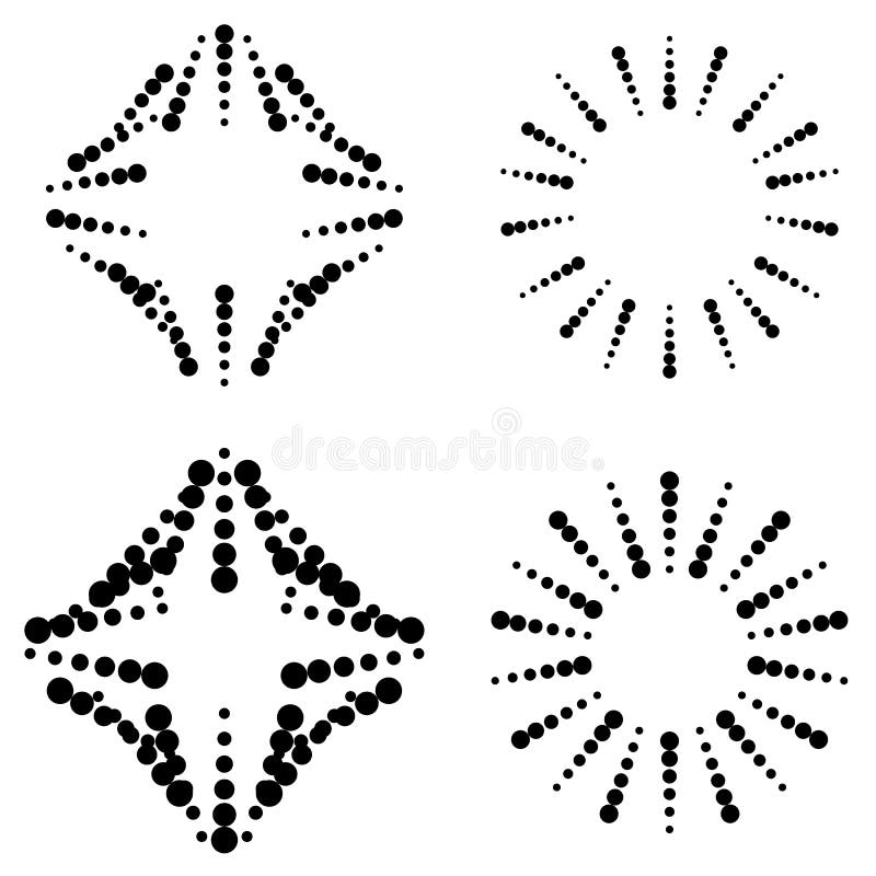 Set of dotted elements - Squarish and circular elements with dots-circles - Royalty free vector illustration. Set of dotted elements - Squarish and circular elements with dots-circles - Royalty free vector illustration