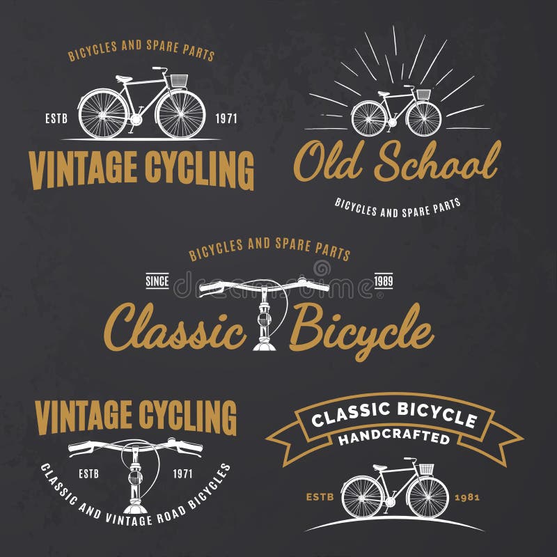 Insieme degli emblemi d'annata della bicicletta della strada royalty illustrazione gratis Insieme degli emblemi d'annata della bicicletta della strada royalty illustrazione gratis