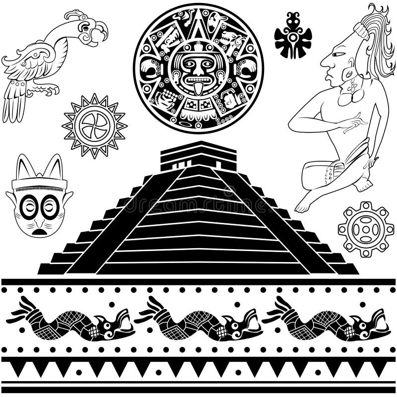 Insieme degli ornamenti americani antichi illustrazione vettoriale Insieme degli ornamenti americani antichi illustrazione vettoriale