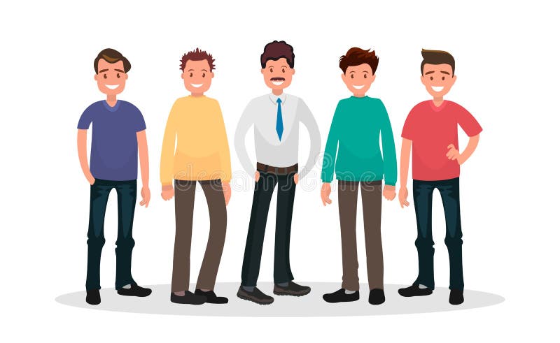 Insieme dei caratteri maschii su fondo bianco Gruppo di tiranti royalty illustrazione gratis Insieme dei caratteri maschii su fondo bianco Gruppo di tiranti royalty illustrazione gratis