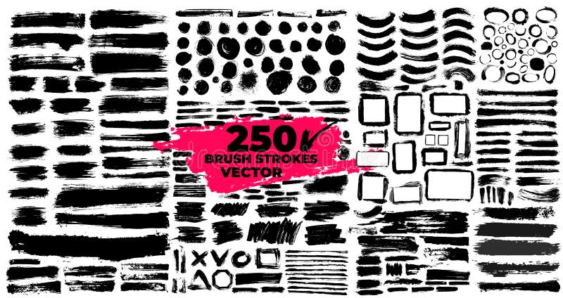 Set of brush strokes. Paintbrush boxes for text. Grunge design elements. Dirty texture banners. Ink splatters. Vector illustration. on white background. Freehand drawing. Set of brush strokes. Paintbrush boxes for text. Grunge design elements. Dirty texture banners. Ink splatters. Vector illustration. on white background. Freehand drawing.