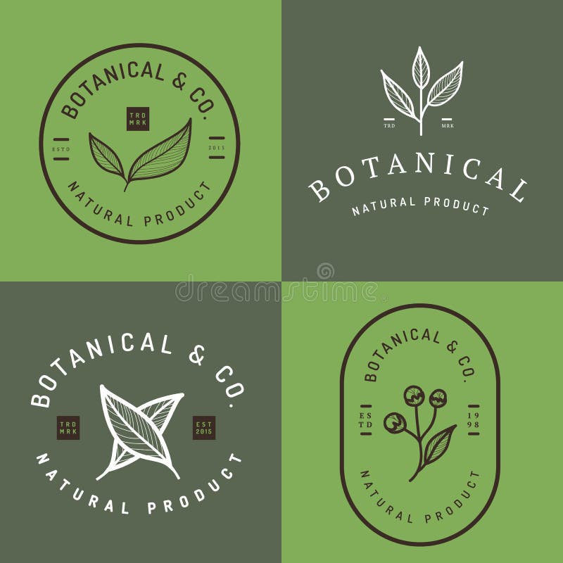 Set of badges, banner, labels and logos for botanical natural product, shop. Leaf logo, flower logo - Vector illustration. Set of badges, banner, labels and logos for botanical natural product, shop. Leaf logo, flower logo - Vector illustration.