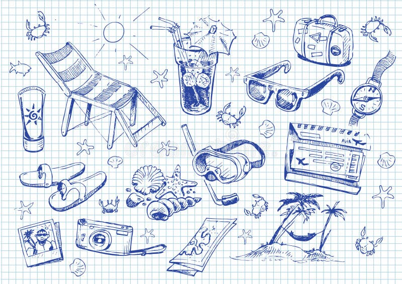 Set of doodles. vacation. vector. Set of doodles. vacation. vector