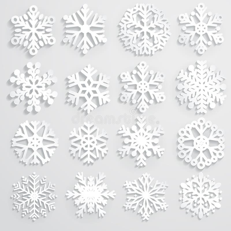 Insieme dei fiocchi di neve di carta illustrazione di stock Insieme dei fiocchi di neve di carta illustrazione di stock