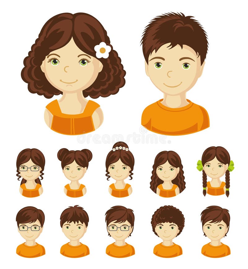 Insieme dei fronti dei bambini royalty illustrazione gratis Insieme dei fronti dei bambini royalty illustrazione gratis