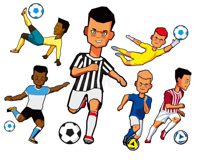 Insieme dei giocatori di football americano dei ragazzi nelle pose differenti illustrazione vettoriale Insieme dei giocatori di football americano dei ragazzi nelle pose differenti illustrazione vettoriale