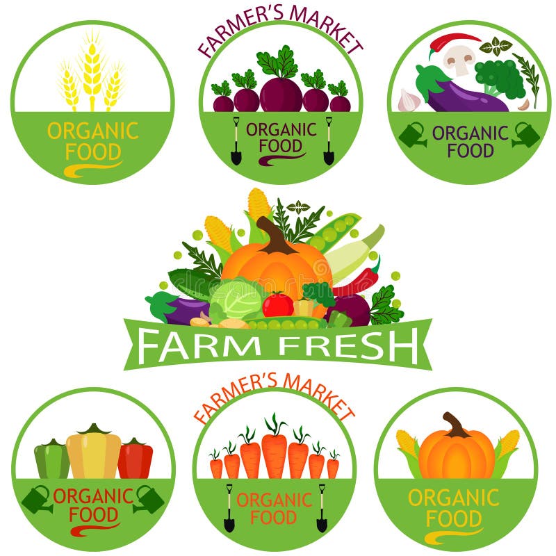Insieme dei modelli di logo delle verdure illustrazione di stock Insieme dei modelli di logo delle verdure illustrazione di stock