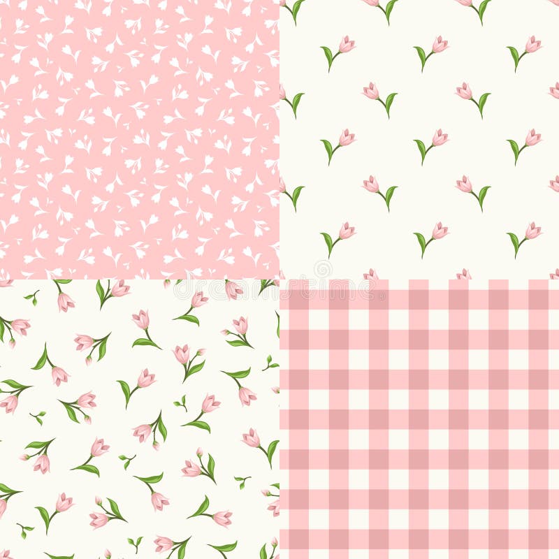 Insieme dei modelli rosa e bianchi floreali senza cuciture Illustrazione di vettore royalty illustrazione gratis Insieme dei modelli rosa e bianchi floreali senza cuciture Illustrazione di vettore royalty illustrazione gratis