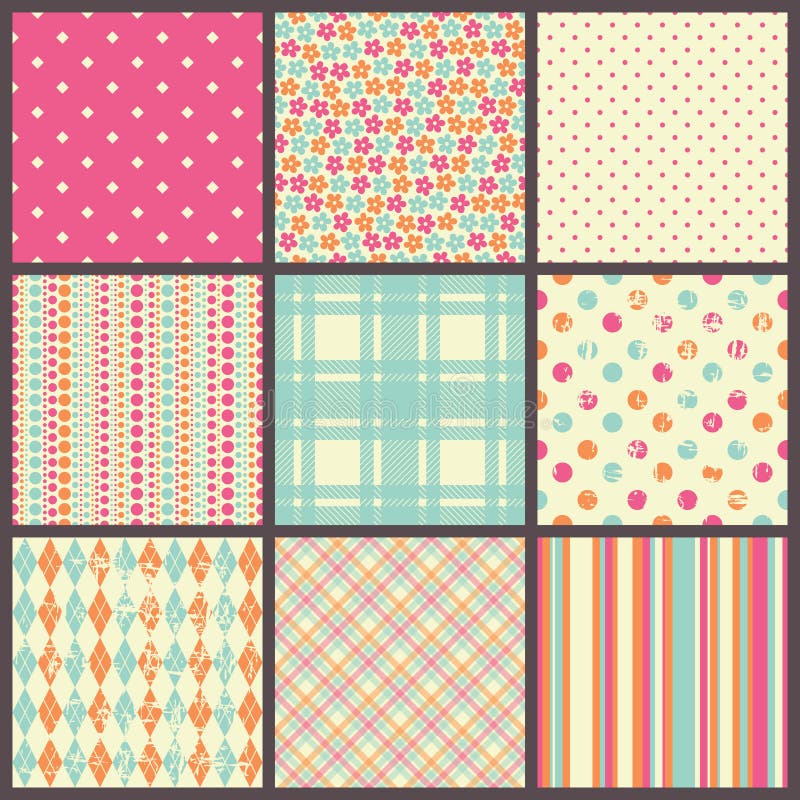 Insieme dei modelli senza cuciture illustrazione di stock Insieme dei modelli senza cuciture illustrazione di stock