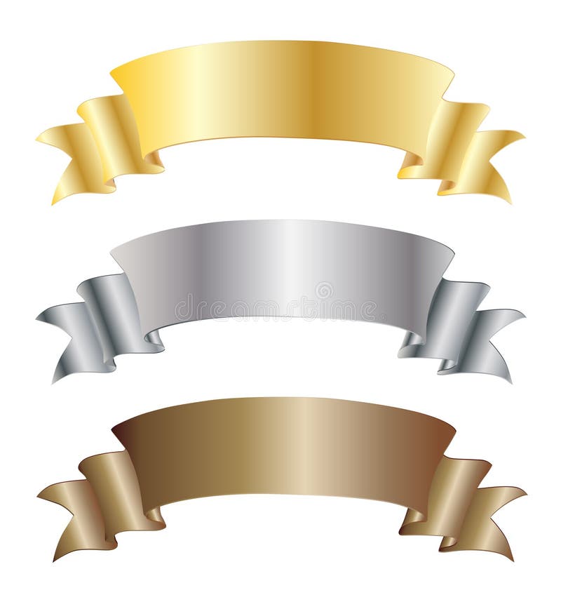Insieme dei nastri dell'argento e del bronzo dell'oro royalty illustrazione gratis Insieme dei nastri dell'argento e del bronzo dell'oro royalty illustrazione gratis