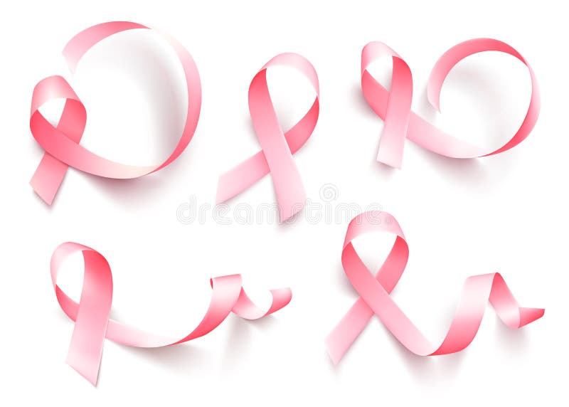 Insieme dei nastri rosa realistici isolati sopra fondo bianco Simbolo del mese di consapevolezza del cancro al seno ad ottobre Ve illustrazione vettoriale Insieme dei nastri rosa realistici isolati sopra fondo bianco Simbolo del mese di consapevolezza del cancro al seno ad ottobre Ve illustrazione vettoriale