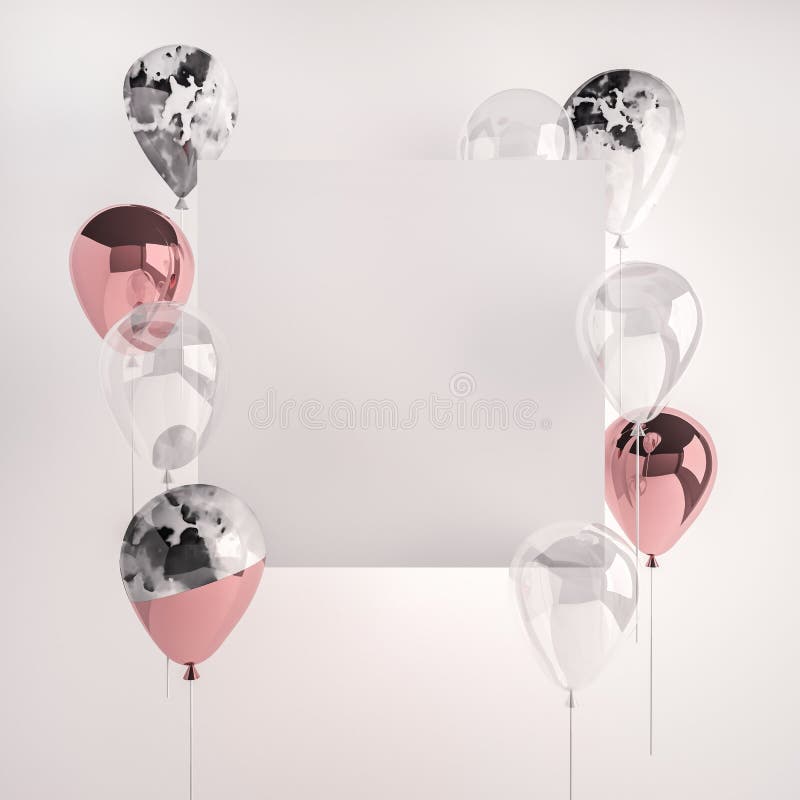 Insieme dei palloni di marmo e trasparenti lucidi di rosa, illustrazione di stock Insieme dei palloni di marmo e trasparenti lucidi di rosa, illustrazione di stock