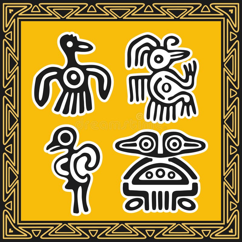 Insieme dei reticoli indiani americani antichi. Uccelli royalty illustrazione gratis Insieme dei reticoli indiani americani antichi. Uccelli royalty illustrazione gratis