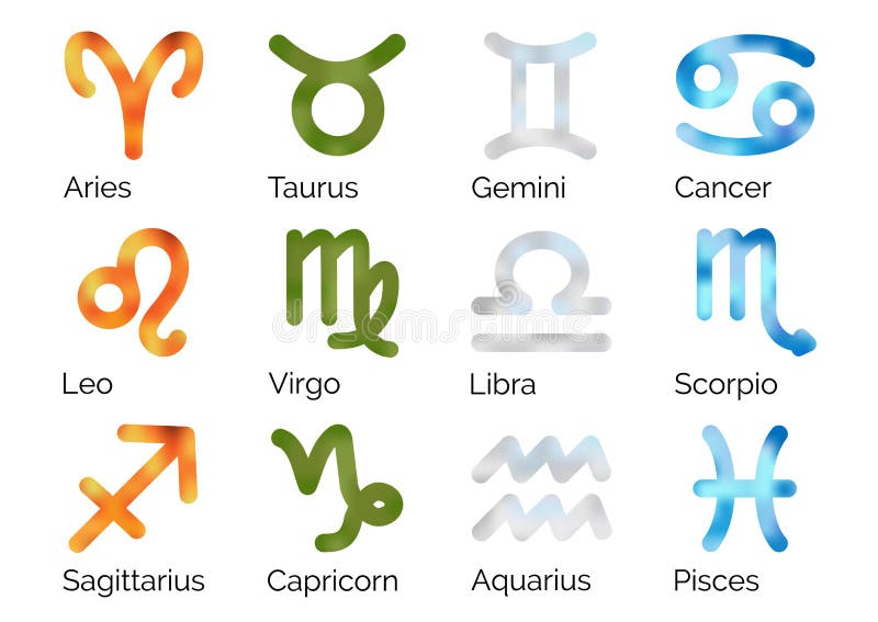 Insieme dei simboli astrologici dello zodiaco su bianco illustrazione vettoriale Insieme dei simboli astrologici dello zodiaco su bianco illustrazione vettoriale