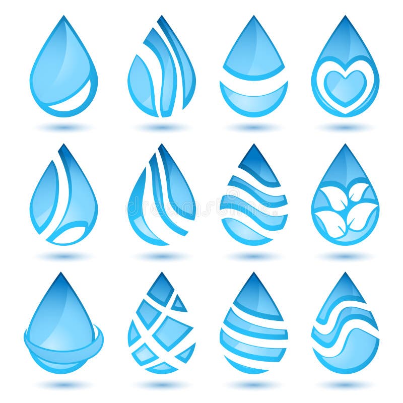 Set of water symbols on white. Set of water symbols on white