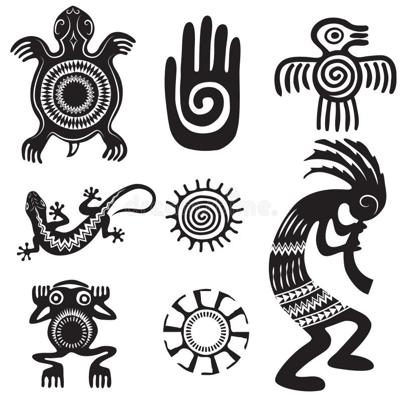 Insieme dei simboli etnici dei nativi americani royalty illustrazione gratis Insieme dei simboli etnici dei nativi americani royalty illustrazione gratis
