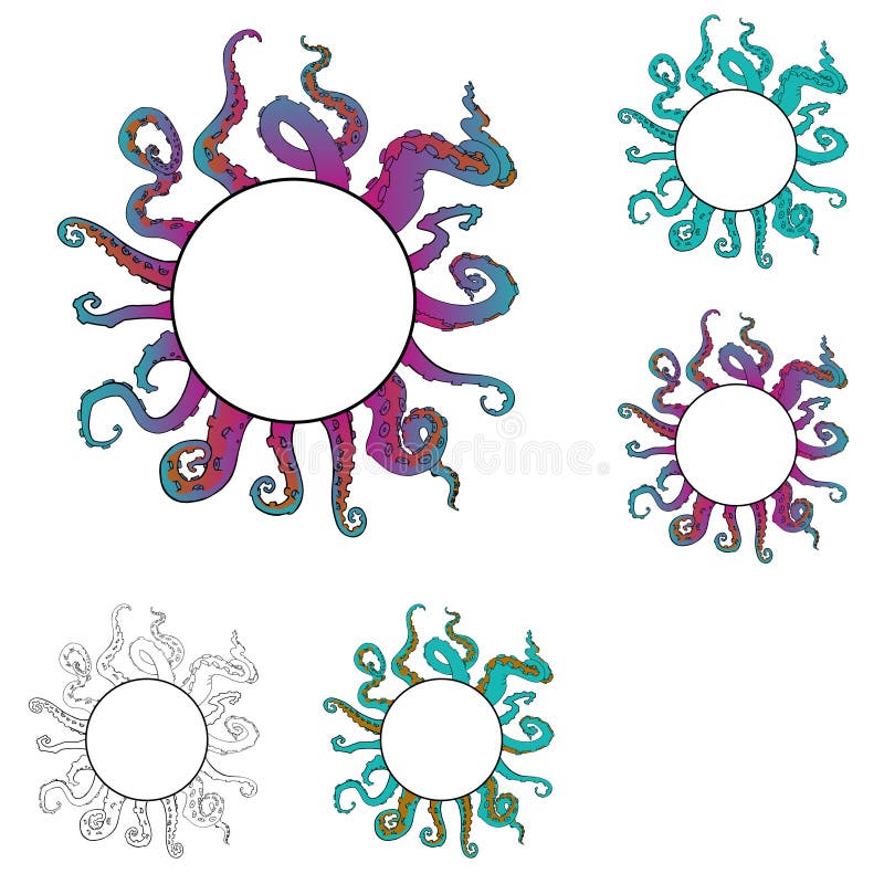 Insieme dei tentacoli del polipo del fumetto di schizzo di vettore royalty illustrazione gratis Insieme dei tentacoli del polipo del fumetto di schizzo di vettore royalty illustrazione gratis