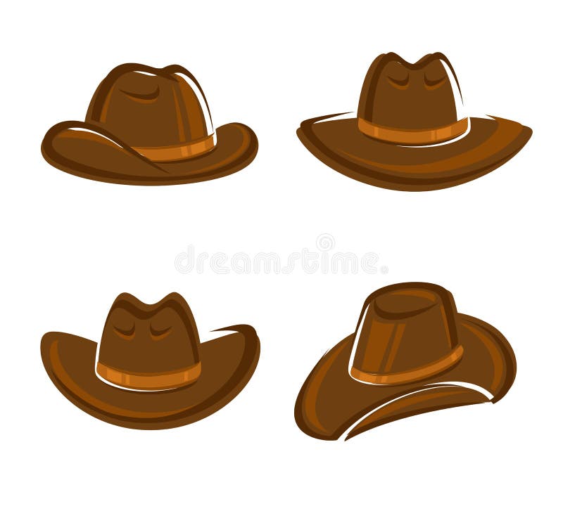 Insieme del cappello da cowboy Vettore illustrazione vettoriale Insieme del cappello da cowboy Vettore illustrazione vettoriale