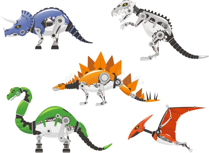Insieme del dinosauro del robot royalty illustrazione gratis Insieme del dinosauro del robot royalty illustrazione gratis