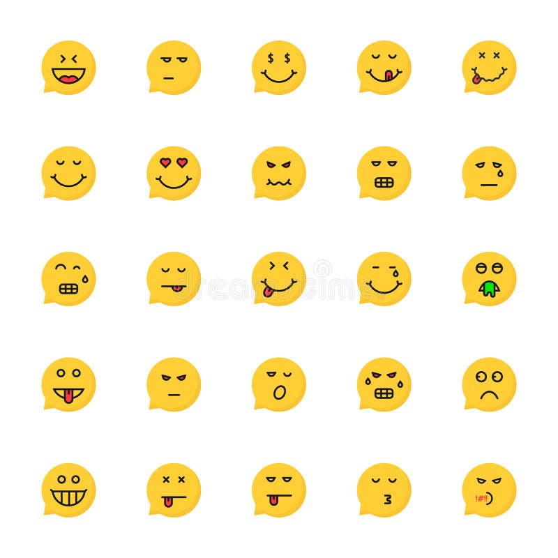 Insieme del fumetto giallo di emoji illustrazione vettoriale Insieme del fumetto giallo di emoji illustrazione vettoriale