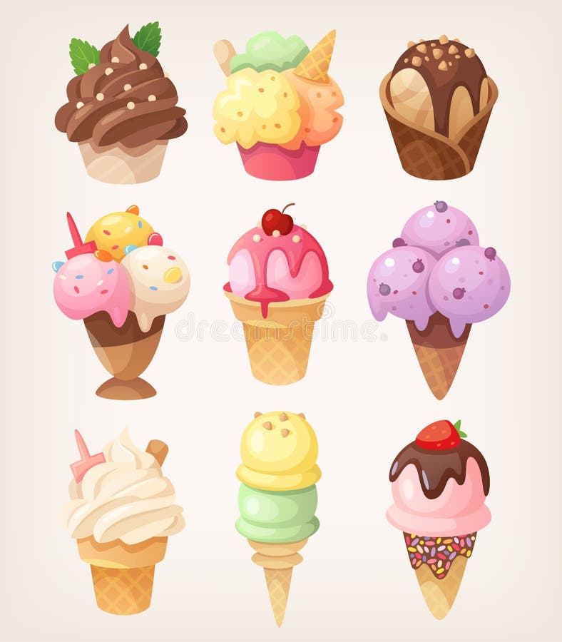 Insieme del gelato saporito variopinto royalty illustrazione gratis