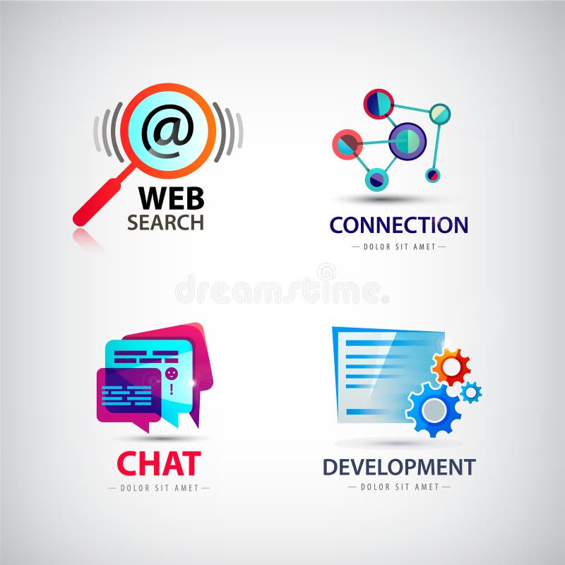 Insieme del logos di web, collegamento, ricerca di vettore