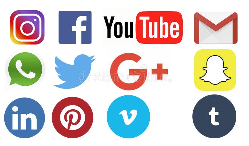 Insieme del logos sociale di media illustrazione di stock Insieme del logos sociale di media illustrazione di stock