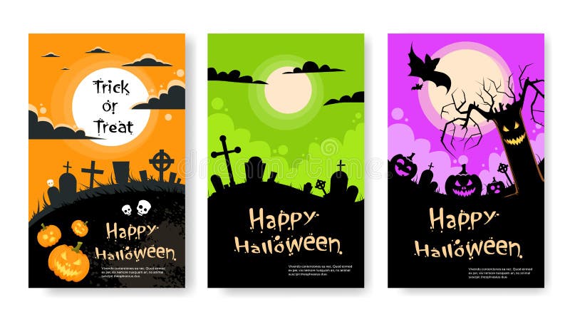 Insieme del manifesto della carta dell'invito del partito di Halloween royalty illustrazione gratis Insieme del manifesto della carta dell'invito del partito di Halloween royalty illustrazione gratis