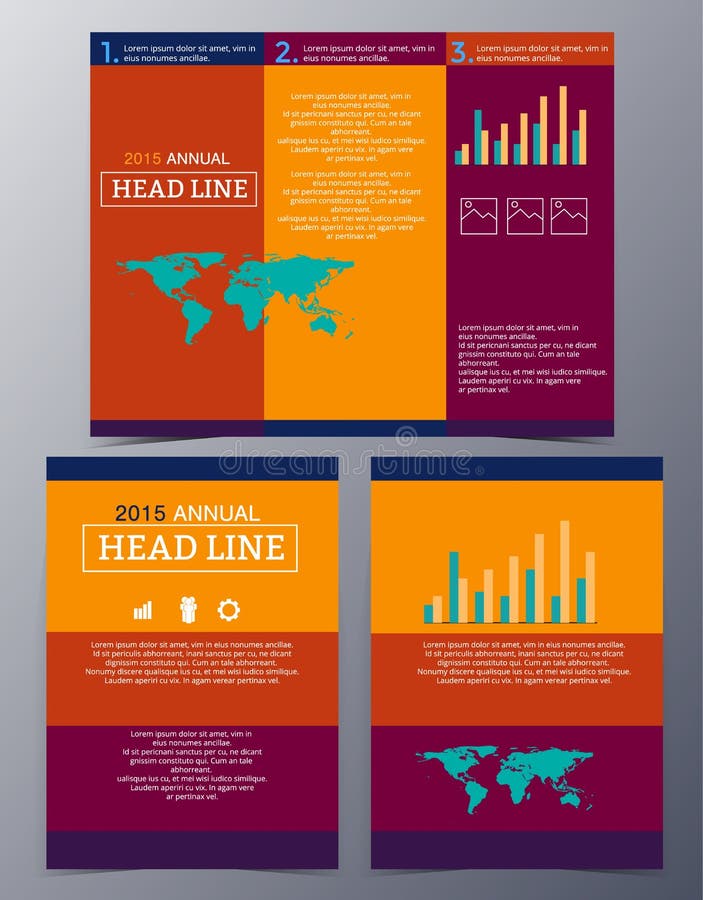 Insieme del tem infographic dell'opuscolo di stile moderno geometrico astratto illustrazione vettoriale Insieme del tem infographic dell'opuscolo di stile moderno geometrico astratto illustrazione vettoriale