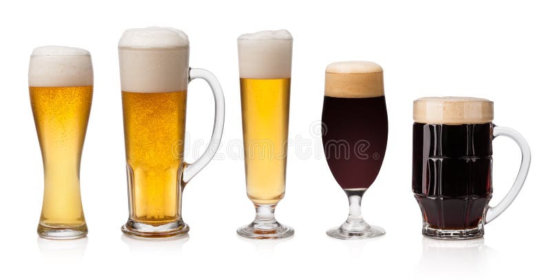 Insieme del vetro di birra immagini stock Insieme del vetro di birra immagini stock