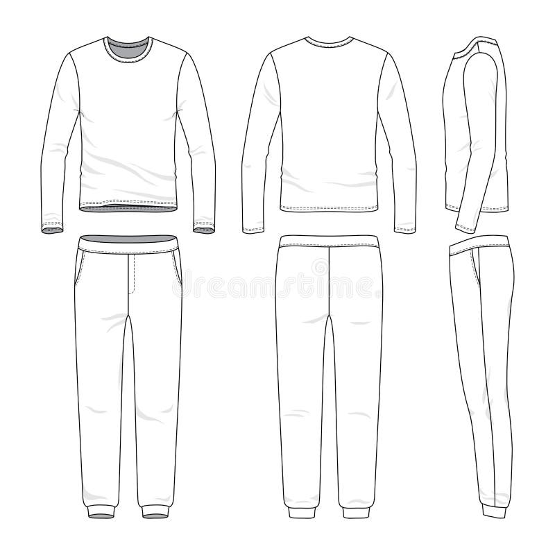 Insieme dell'abbigliamento della camicia e degli sweatpants collegati lunghi royalty illustrazione gratis Insieme dell'abbigliamento della camicia e degli sweatpants collegati lunghi royalty illustrazione gratis
