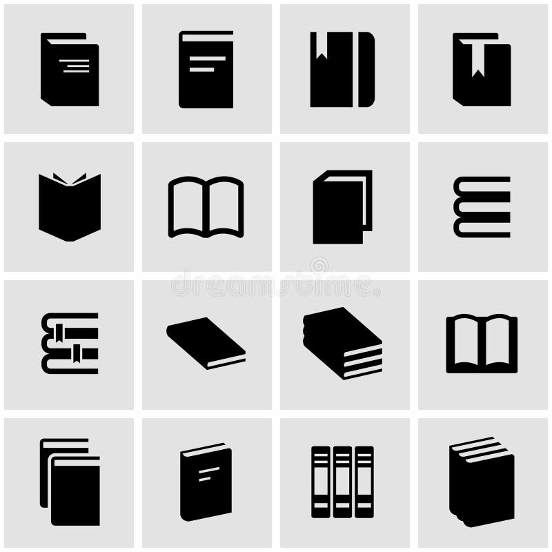 Insieme dell'icona del libro nero di vettore illustrazione di stock Insieme dell'icona del libro nero di vettore illustrazione di stock