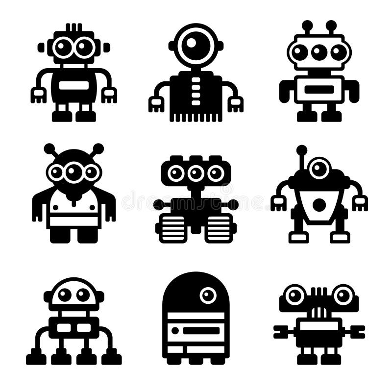 Insieme dell'icona del robot illustrazione di stock Insieme dell'icona del robot illustrazione di stock