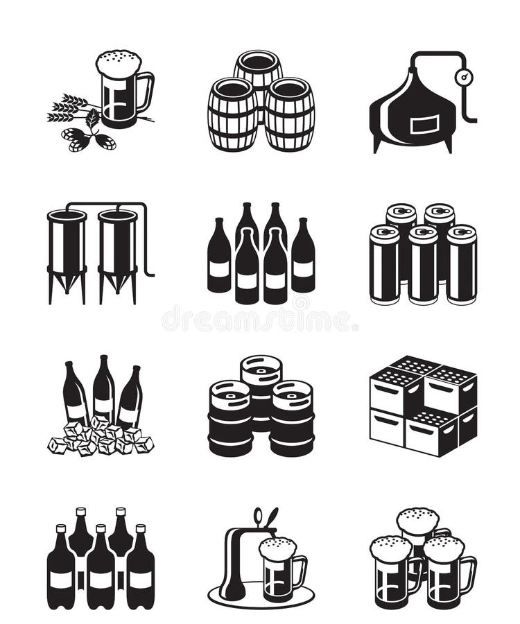 Beer and brewery icon set - vector illustration. Beer and brewery icon set - vector illustration