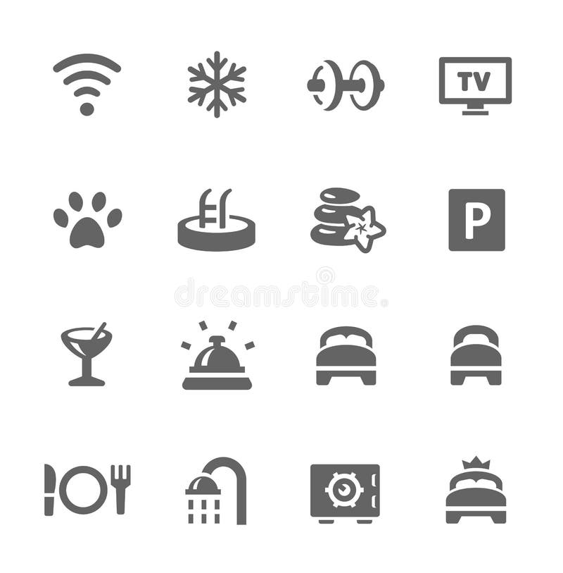Simple icon set include main hotel features. Simple icon set include main hotel features.