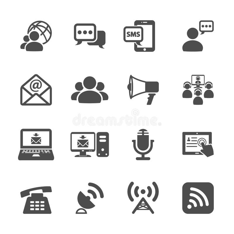 Insieme dell'icona di comunicazione, vettore eps10 illustrazione di stock