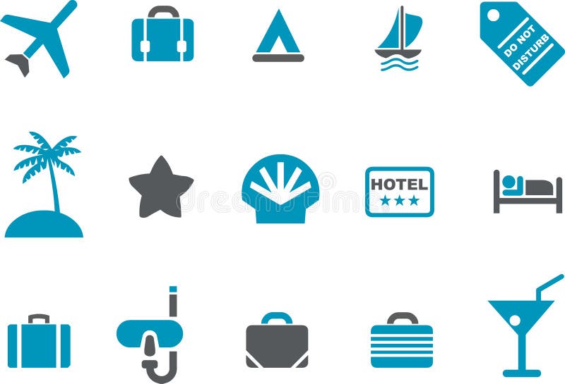 Vector icons pack - Blue Series, vacation collection. Vector icons pack - Blue Series, vacation collection