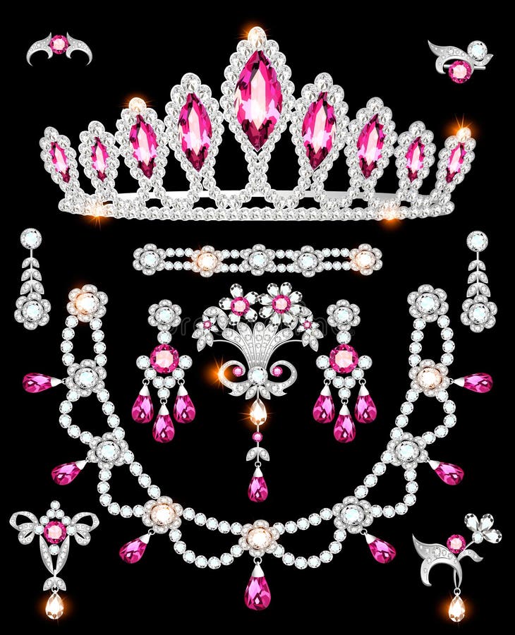 Insieme dell'illustrazione di gioielli fatto delle pietre d'argento e preziose b royalty illustrazione gratis Insieme dell'illustrazione di gioielli fatto delle pietre d'argento e preziose b royalty illustrazione gratis