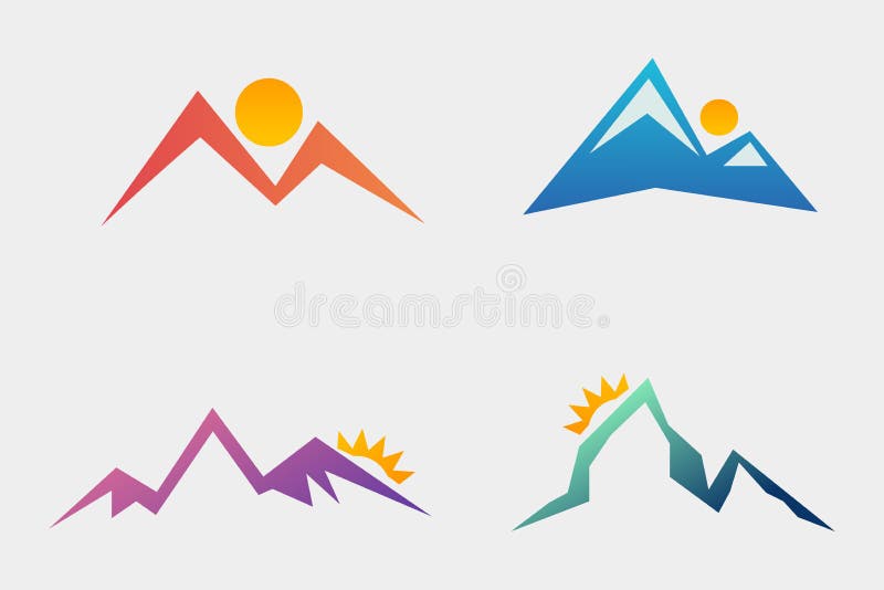 Insieme dell'illustrazione dell'icona di vettore dell'estratto della montagna royalty illustrazione gratis Insieme dell'illustrazione dell'icona di vettore dell'estratto della montagna royalty illustrazione gratis