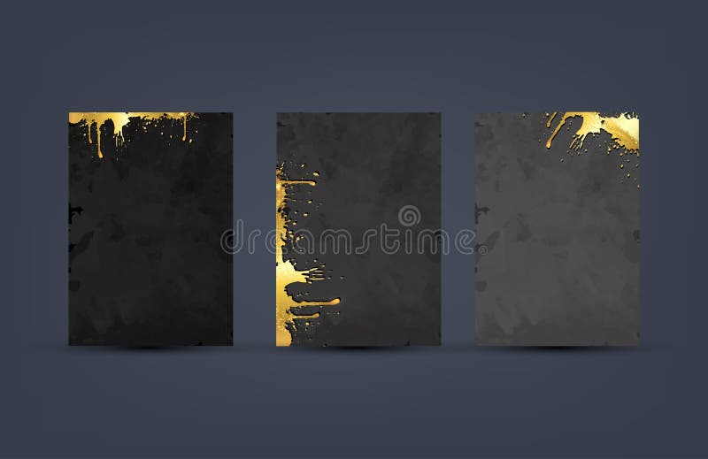Insieme dell'opuscolo di lusso elegante, carta, copertura del fondo Struttura astratta nera e dorata del fondo dell'acquerello Sc illustrazione vettoriale Insieme dell'opuscolo di lusso elegante, carta, copertura del fondo Struttura astratta nera e dorata del fondo dell'acquerello Sc illustrazione vettoriale