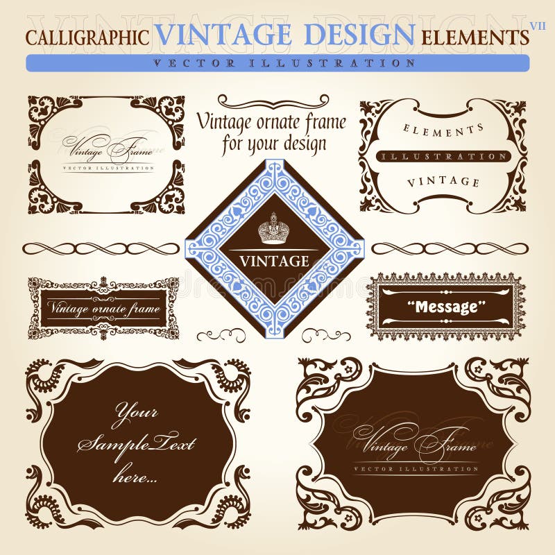 Insieme dell'ornamento del blocco per grafici dell'annata. Decorazione dell'elemento di vettore royalty illustrazione gratis Insieme dell'ornamento del blocco per grafici dell'annata. Decorazione dell'elemento di vettore royalty illustrazione gratis