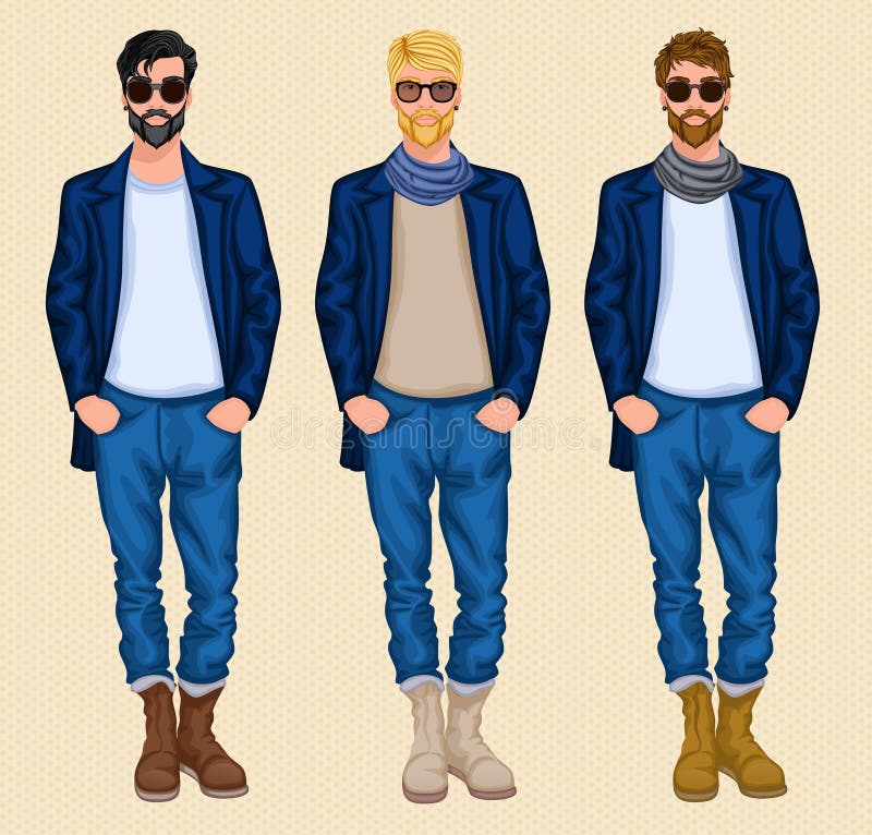 Insieme dell'uomo dei pantaloni a vita bassa illustrazione vettoriale Insieme dell'uomo dei pantaloni a vita bassa illustrazione vettoriale