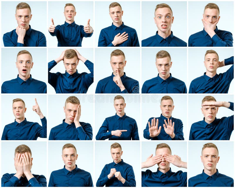 Insieme dell'uomo emozionale bello isolato fotografia stock libera da diritti Insieme dell'uomo emozionale bello isolato fotografia stock libera da diritti