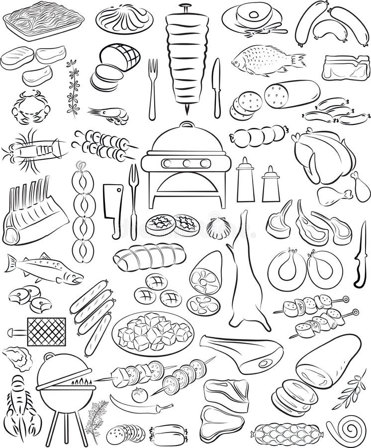 Insieme della carne illustrazione di stock Insieme della carne illustrazione di stock