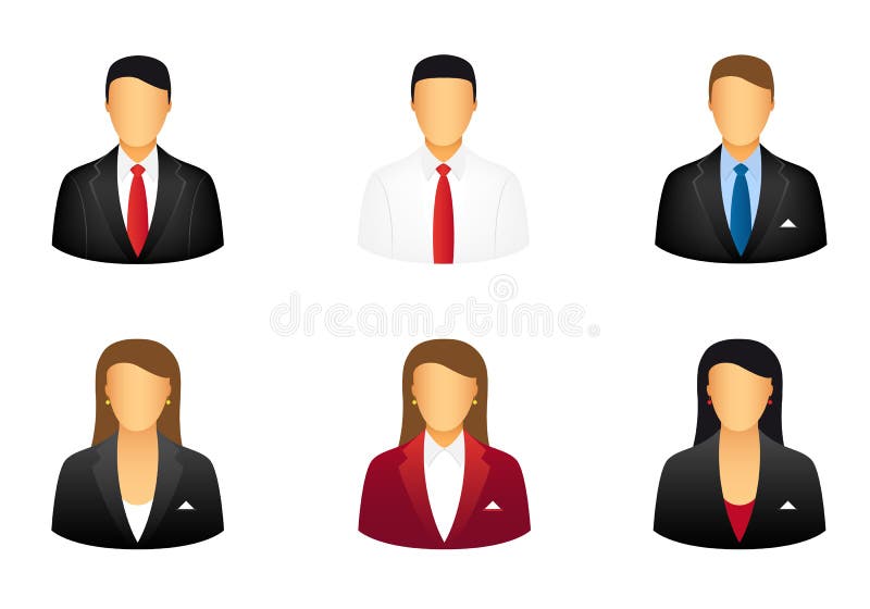 Insieme della gente di affari delle icone illustrazione di stock
