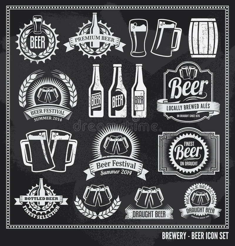 Beer icon chalkboard set - labels, posters, signs, banners, vector design symbols. Removable background texture. Beer icon chalkboard set - labels, posters, signs, banners, vector design symbols. Removable background texture.