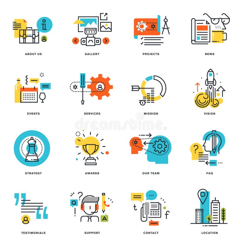 Insieme della linea piana icone di affari di progettazione royalty illustrazione gratis