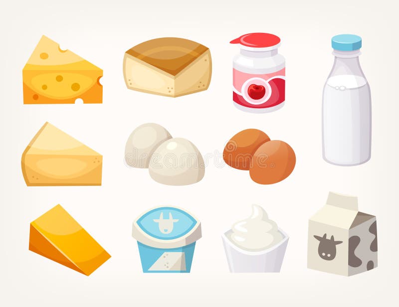 Insieme della maggior parte dei prodotti comuni dei latticini Alcuni generi di formaggio, di pacchetti del latte e di yogurt royalty illustrazione gratis Insieme della maggior parte dei prodotti comuni dei latticini Alcuni generi di formaggio, di pacchetti del latte e di yogurt royalty illustrazione gratis